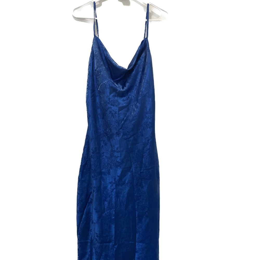 Blue Satin Midi Dress